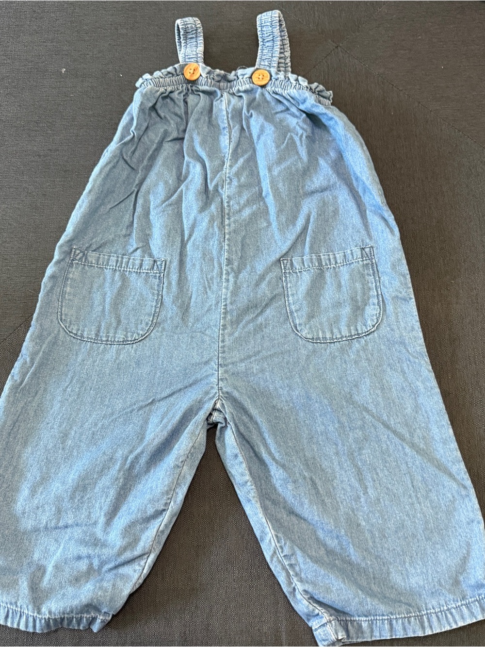Easy-Peasy Blue 100% Cotton Overall Romper Sz 18M